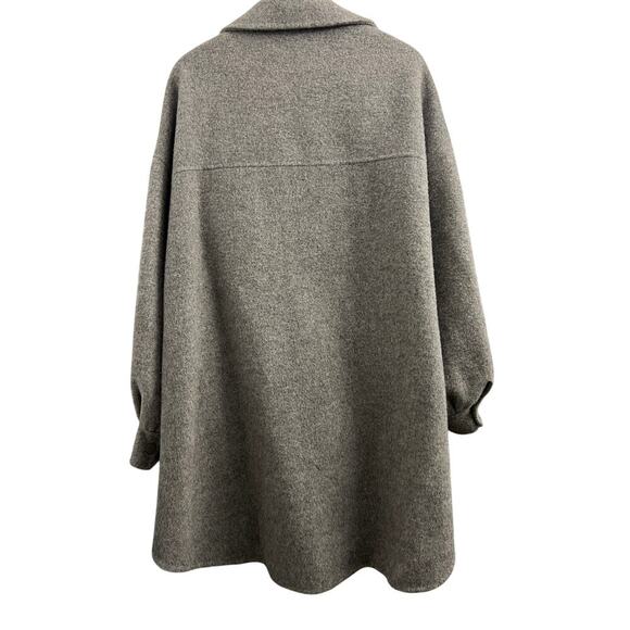 Gentle Herd Oversized Button-down Wool Cashmere Shirt Jacket, Fog Gray size S - Picture 6 of 10